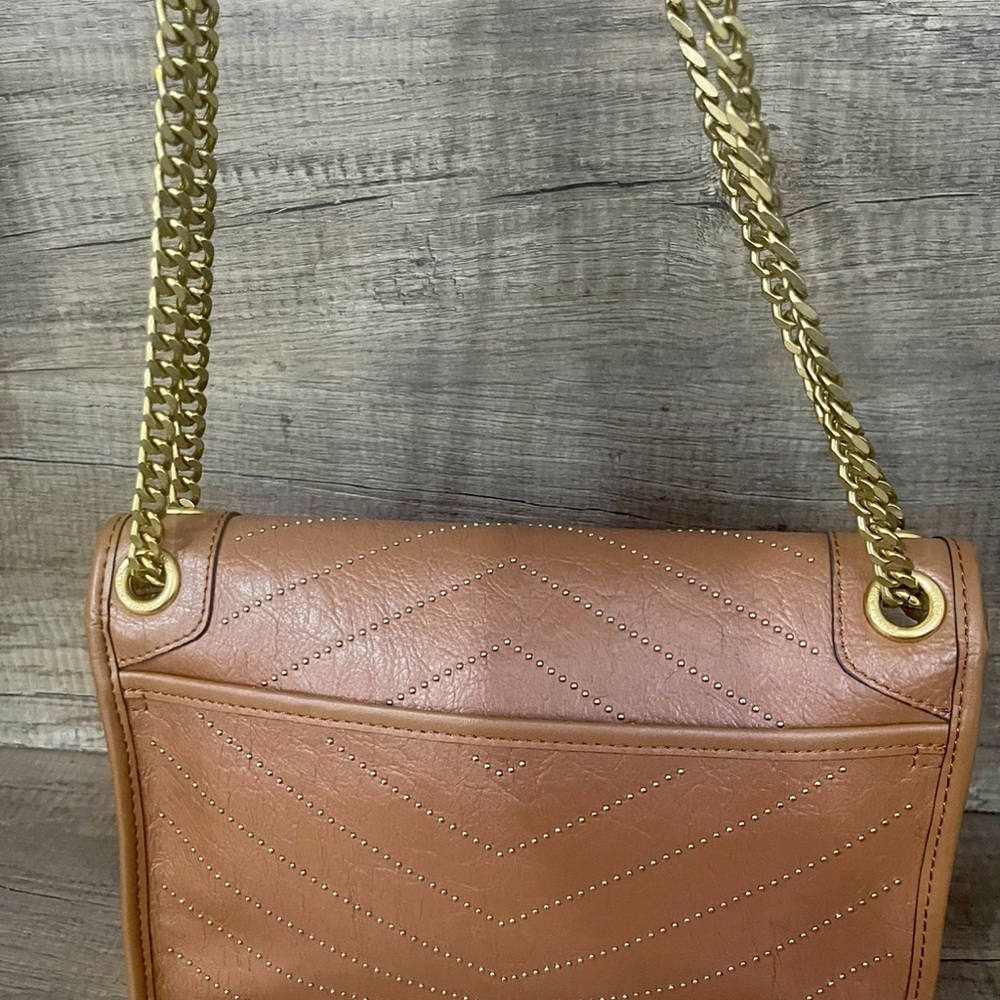 Yves Saint Laurent Brown Quilted Leather Shoulder Bag with Chain Strap - Picture 11 of 13